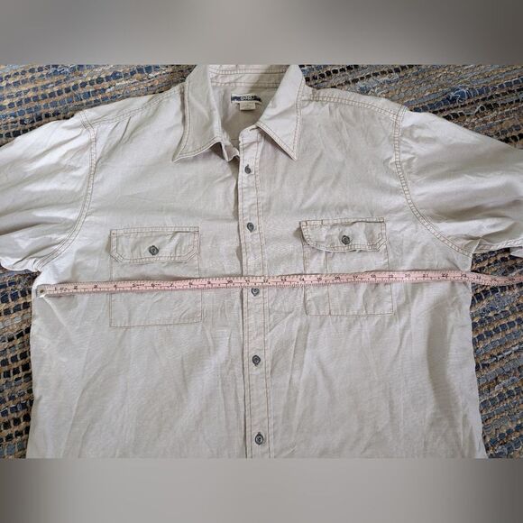Gap L/S Button Down Shirt L Soft Norm Beige Tan Cotton Twill Pockets Casual - Picture 4 of 8